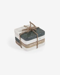 Dessous de verre en pierre en bois et marbre Dessous de verre en noyer Support en cuir pour cadeau de pendaison de crémaillère et sous-verres en bois pour boissons - Product Image 5