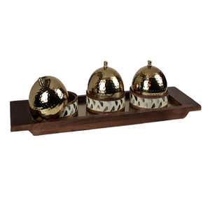 Bestest Diseño Tuercas Tazón para servir Acero Frutas secas Postre Tazón con bandeja de madera y fregona Tuercas Tazón para servir - Product Image 6