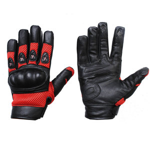 Gant de moto court en cuir véritable pour hommes Gants de moto de course à doigts complets personnalisés - Product Image 2