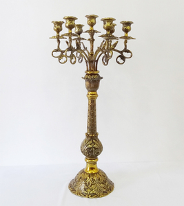Antique Brass <b>Candelabra</b> Embossed for Weddings Occasion - Product Image 1