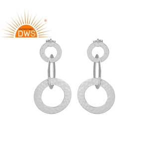 Boucle d'oreille Style cordage fait à la main, bijoux en argent Sterling 925 massif, rond, vente en gros, offre spéciale - Product Image 1