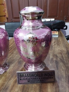 BRASS BURIAL CREMATION URN FOR HUMAN ASHES WITH NAME TAG FUNERAL SUPPLIES - Product Image 6