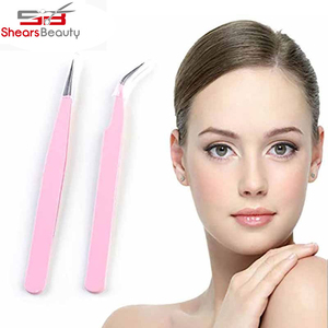 แหนบสำหรับขนตาสีชมพูอุปกรณ์ความงามสำหรับผู้หญิงแหนบปลายโค้งแบบพรีเมี่ยม - Product Image 6