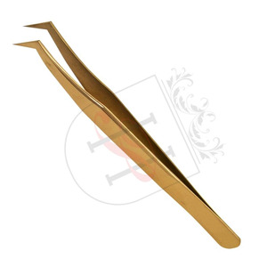 Pinza de 75 grados de volumen tipo L, oro rosa, Etiqueta Privada, acero inoxidable, alta calidad, extensión de pestañas, pinza de volumen - Product Image 1
