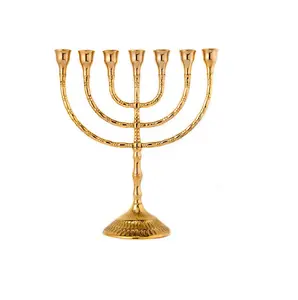 handmade Seven Branch Menorah Candle Stand Decor Solid Metal Painted Finishing Design Candle Holder Best For Tableware Design