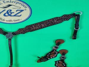 Y & Z Juego de sillines occidentales de cuero genuino de alta calidad y calidad superior Incluye Riendas de cuello de pecho Headstall Precio al por mayor para - Product Image 3