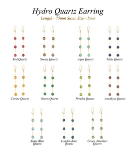 ต่างหูห้อยควอทซ์ซิทรินทรงกลมต่างหูอัญมณีทองเหลืองชุบทองสำหรับผู้หญิงเครื่องประดับแฟชั่นทำมือ - Product Image 2