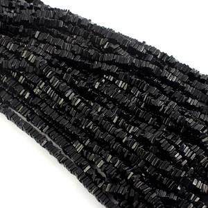 Perles fines carrées lisses Heishi, spinelle noire, pierres précieuses en vrac, bijoux naturels, perles - Product Image 5