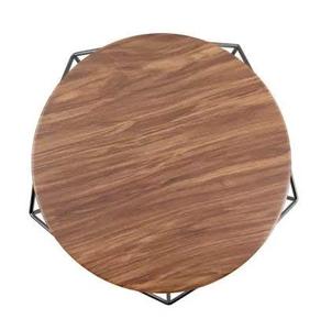 <b>Round</b> <b>Coffee</b> <b>Table</b> With Wooden Top and <b>Black</b> Powder Coated Metal Frame Industrial Vintage <b>Table</b> for Living Room furniture - Product Image 2