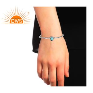 Brazalete oxidado de piedras preciosas turquesas, joyería al por mayor, 925 - Product Image 4