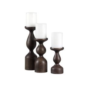 Soporte de vela con acabado marrón de madera decorativo elegante hecho a mano, diseño moderno antiguo personalizado único - Product Image 1