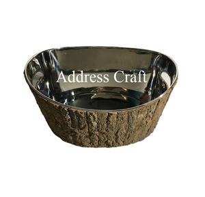 Cubo de hielo de gran tamaño de acero inoxidable hecho a mano con corteza SS Bowl Ice Tub para Hotel Restaurante Cocina Barware Precio al por mayor - Product Image 1