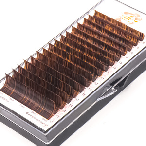 Corée fait à la main brun extensions de cils individuels 0.15mm mince BC Curl fournitures de gros avec boîte d'emballage - Product Image 1