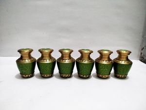 Urna de cremación de recuerdo verde, suministros funerarios de latón, Brassworld, India, nuevo aspecto - Product Image 3