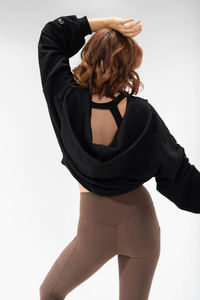 เสื้อฮู้ดกันหนาวผู้หญิง,มีฮู้ดพิมพ์ลายโลโก้ส่วนตัวสีดำขนาดใหญ่พิเศษ - Product Image 6