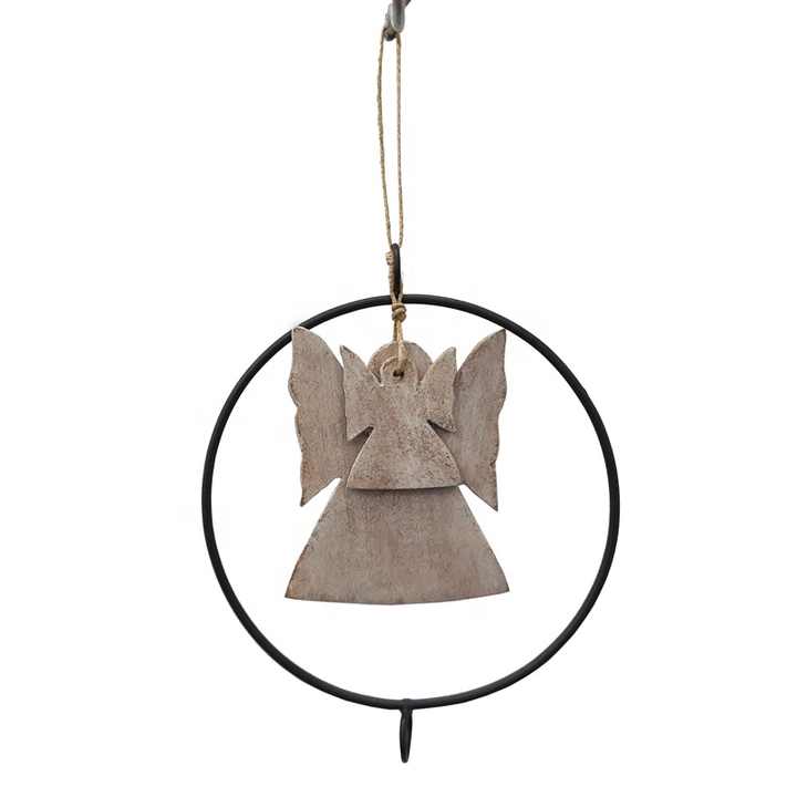 Modern Design Christmas Decorative Items Copper Plated Iron Metal Hanging Heart Christmas Tree Ornament Customized