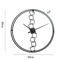 Jam Dinding Besar Antik Art Deco Berbingkai Logam Mekanis Satu Sisi dengan Pola Geometris Abstrak untuk Dekorasi Ruang Tamu Rumah