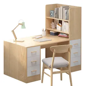 木制书桌重量家庭办公室电脑桌，带3个抽屉一个座位的书桌
