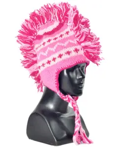 Bonnet tressé en tricot Mohawk pour femme, couvre-chef avec glands, HHWTH 003 I