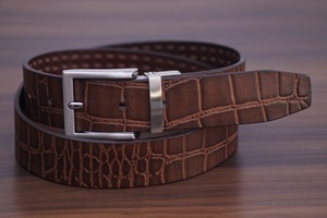 Cinturones de piel auténtica para hombre, cinturones de diseño personalizados, de alta calidad, Color gris - Product Image 3