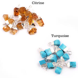 Vente en gros naturel non coupé herkimer diamant pendentif pierre précieuse connecteur plaqué argent minuscule délicat fait à la main charmes de bricolage - Product Image 4