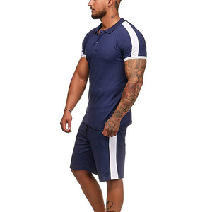 ชุดกีฬาแขนสั้นลายทางสำหรับผู้ชาย,เสื้อยืดกางเกงขาสั้นชุดวอร์มสำหรับฤดูร้อน - Product Image 3