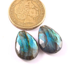 หินลาบราดอไรต์ธรรมชาติลูกแพร์ Briolette,อัญมณีทรงหลวมขนาด20X15มม. สำหรับทำเครื่องประดับ - Product Image 1