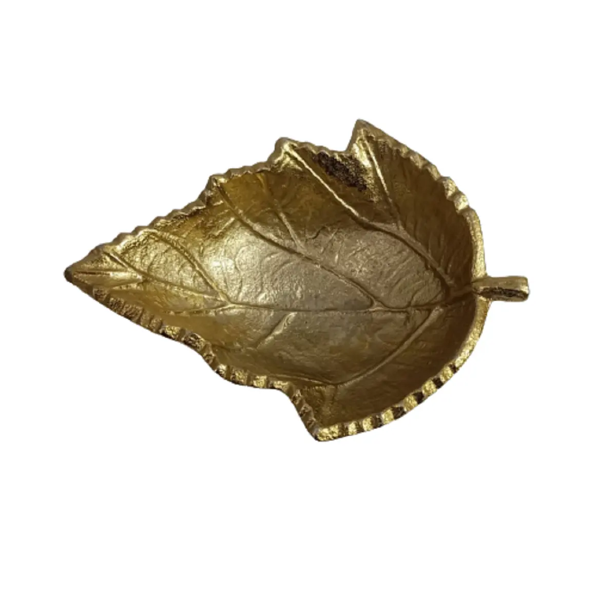 Antique Gold Plated Designer Dry Fruits Serving Tray Leaf Shaped Serving Tray Home & Restaurant Decorative