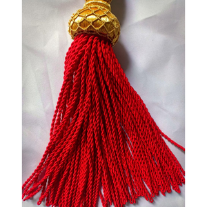 New Design Eco-Friendly Polyester Handmade Durable Lightweight Decorative Sash Tassels <b>Red</b> Gold Fringe Trim 100mm Custom Logo - Product Image 5
