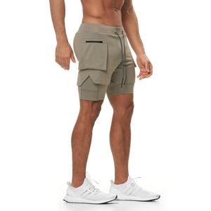 กางเกงขาสั้นวิ่งแบบเชือกสั้นสำหรับผู้ชาย,กางเกงวิ่งแบบ2 In 1ดีไซน์ใหม่กางเกงขาสั้นสำหรับผู้ชายกางเกงยิมมีกระเป๋าสำหรับฤดูร้อนปี2021 - Product Image 3