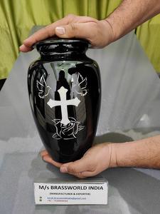 โกศอลูมิเนียมสีดำสำหรับขี้เถ้าของมนุษย์อุปกรณ์ศพจาก brassworld อินเดีย - Product Image 2