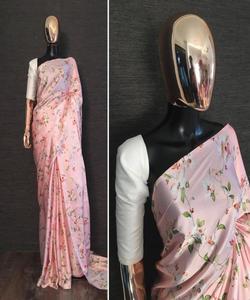 Nouveau attrayant Georgette numérique imprimé Saree avec chemisier non cousu femmes fête porter prix de gros vêtement ethnique vêtement - Product Image 4