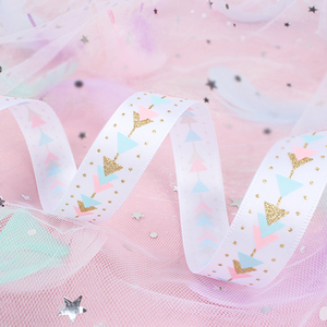 Eco-Friendly 100% Nylon Satin <b>Ribbon</b> 1-1/2" Wide Gold Foil Printed Cartoon Swan Crown Design Christmas Craft Decoration for Gift - Product Image 2