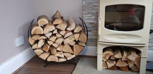 Metal Fireplace Log <b>Storage</b> Holder with <b>Rattan</b> Work Design Perfect for <b>Outdoor</b> Log Rack Home and Garden Accessories - Product Image 5