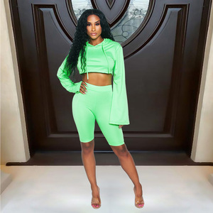 Conjunto de chándal de dos piezas para mujer, ropa para correr, conjunto corto de 2 piezas, 2021 - Product Image 5