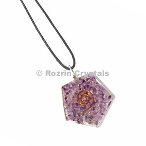 Amethyst Pentagon Orgonite Pendant - Product Image 1