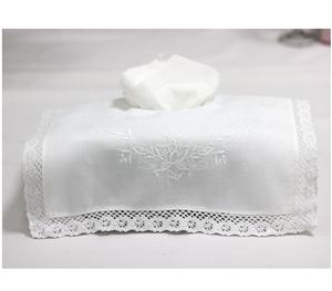 Embroidery White Floral <b>Tissue</b> Box Cover Rectangle <b>Tissue</b> Box Cover High Quality 100% <b>Cotton</b> with Lace Home Hotel Decoration - Product Image 1