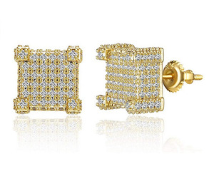 10K Gold Real Natural Diamond Ice-Out <b>Earrings</b> Screw <b>Back</b>-Elegant and Luxurious Jewelry - Product Image 1