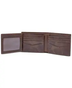 Factory Direct Sale Polished Handcrafted folding men leather wallet in black with card holder wholesale exporter