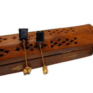 Pendientes de cadena larga con piedra de latón dorado para mujer y niña, aretes, estilo indio, diseño tradicional, a la última moda - Product Image 4