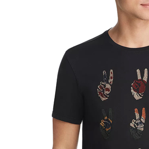 T-shirt noir décontracté à col rond, style libre, confortable, personnalisé OEM, pour garçons/hommes, selon les exigences du client. - Product Image 2