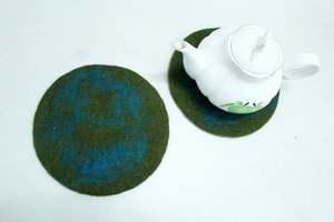 "20 CM Round Handmade Plain Heat pads"-"Kitchen Pot Holder"-"Eco-friendly Table <b>Trivet</b>" "Sustainable Handmade Felt Coaster" - Product Image 2