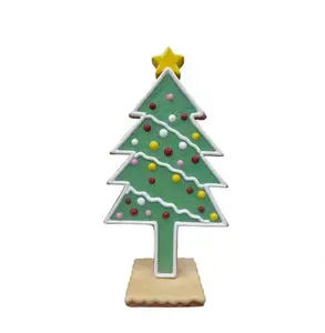 Mini gingerbread boom sculptuur met base christmas glasvezel decoratie