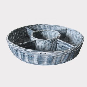 Bandeja Redonda de Mimbre Natural Hecha a Mano, Bandeja para Dulces para el Hogar, Cocina, Almacenamiento, Vacaciones, Cesta de Ratán Hecha en Vietnam - Product Image 1