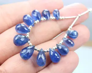 13件天然蓝晶石刻面珠子水滴形状顶级品质