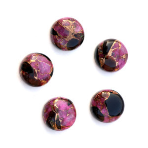 12mm Natural Mohave negro Rosa cobre turquesa Flatback cabujón forma de círculo suave piedras preciosas sueltas fabricación de joyas de terceros - Product Image 2