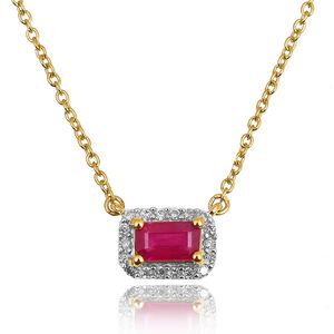 Collar con Colgante de Plata de Ley 925 Chapado en Oro con Circonita en Forma de Octágono, Color Rosa, para Mujer - Product Image 1