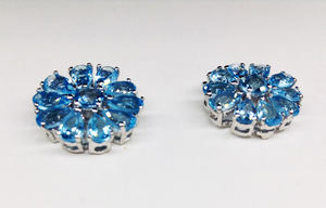 High Quality Sterling Silver 925 Custom made Low MOQ Supplier Wholesaler Handmade Cheap Woman Gemstones <b>Blue</b> Topaz <b>Stud</b> <b>Earrings</b> - Product Image 3