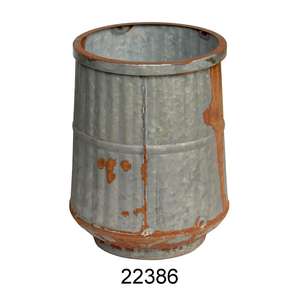 Industrial <b>Rustic</b> Rolled Metal Drum Accent <b>Side</b> <b>Table</b> Rare and Antique Design Galvanized <b>Table</b> for Home Decor - Product Image 2