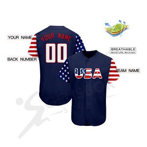 เสื้อเบสบอลที่กำหนดเองขายส่งผู้ชายสหรัฐอเมริกาอเมริกา Sublimated พิมพ์น้ำหนักเบาระบายอากาศเบสบอลย์100% โพลีเอสเตอร์ - Product Image 6